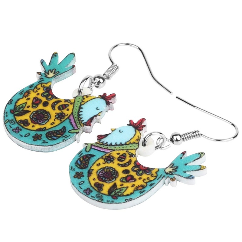 NEWEI - arete de gallina de acrílico con diseño floral