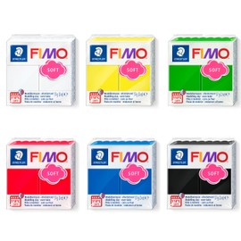Staedtler FIMO Soft Modelling Clay, 6 Blocks of Base Colours of 57 g each, Soft Oven Hardening Clay for Beginners and Hobby Artists for Modelling Jewellery and Decorative Accessories