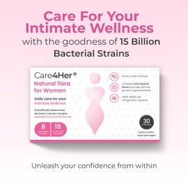 CARE4HER Care4Her Vaginal Probiotics - Daily Supplements for Women's Intimate Health,15 Billion Live Cultures, 8 Bacterial Strains, FOS Prebiotic Fibres - Scientifically Formulated for Vaginal Flora Balance