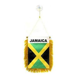 AZ FLAG Jamaica mini Banner 6'' x 4'' - Jamaican PENNANT 15 x 10 cm - mini Banners 4x6 inch suction cup hanger