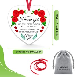 Flower Girl Gifts from Bride Acrylic Heart Tag Flower Girl Proposal Gifts for Little Girls Thank You Gifts for Flower Girls Clear Acrylic Christmas Tree Ornaments Wedding Gifts for Flower Girl