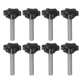 QUARKZMAN Pack of 8 Thumb Screws with Star Handle M10 x 55 mm x 38 mm Star Grip Screw Plastic Knob Stainless Steel 304 Threaded Bolts Clamping Screw Star Grip Nut Clamping Knob for Machine