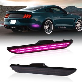 DERMOKA LED Side Marker Lights Rear Bumper Marker Lamp Reflectors for Ford Mustang 2015-2023, Smoked Len(Pink Purple)