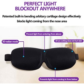 Máscara para Domir | 100% Blackout, 3D Mejorados Para Mujeres y Hombres | Máscara para Ojos | 100% Blackout, Cómodas y Suaves | Correa Ajustable | Paquete de 2 (Negro/Azul)