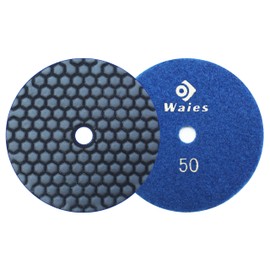 Waies 125 mm Grit 50-100 Diamond Sanding Pad for Dry Grinding Velcro Absorption for Granite Stone Concrete Marble Floor Grinder or Polisher