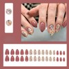 Flower False Nails Short Almond, SXVME Pink Press on Nails