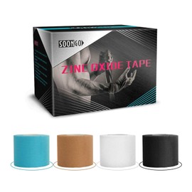 SOONGO Zinc Oxide Tape 3.8cm x 10m Black 2 Rolls Sports Strapping Athletic Tape Inelastic Provide Maximum Support Fixed Joint Good Viscosity Hypoallergenic