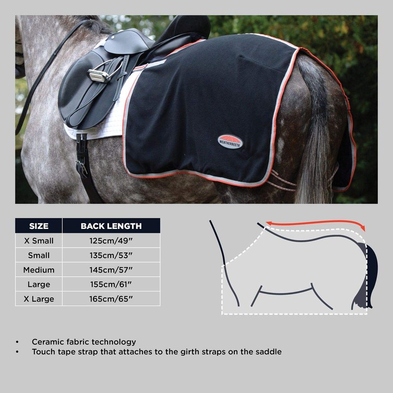 WeatherBeeta Therapy-Tec Fleece Quarter Sheet, Black/Silver/Red, XS