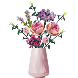 Chodia Flower Bouquet Building Blocks Pink Rose Botanical Collection Bricks Sets Creative Toys Kits Birthday Anniversary for Adults Girlfriends Old Kids 8-12, 6-12 (413PCS)
