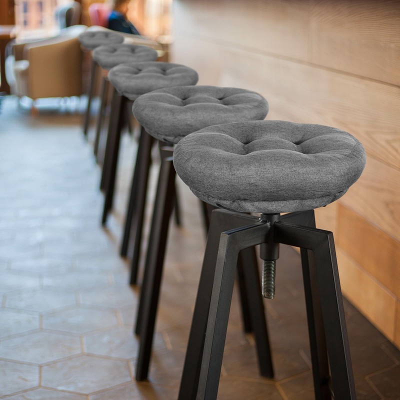 PRONOUS Dark Grey Bar Stool Seat Cushions, Round Stool Covers