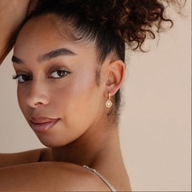 Amicon Gold Dangle Earrings for Women, Dainty Trendy 14K Gold Plated Diamond Huggie Hoop earrings Jewelry Gifts