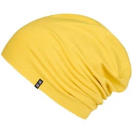 Enter the Complex® Unisex Lightweight Jersey Beanie Hat, Slouch Beanie Made of Cotton, Elastic - yellow, size: s-m