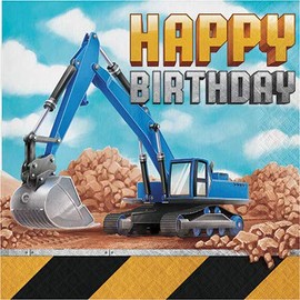 Club Pack Big Dig Construction Birthday Printed Luncheon Size Paper Napkins, Box of 192