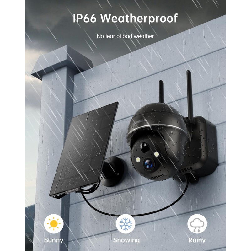 ZUMIMALLSolar Security Cameras Wireless Outdoor with 360° PTZ, 2 Packs
