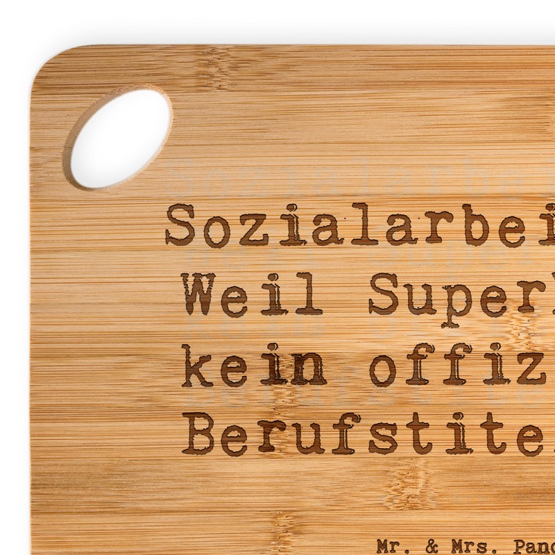 Mr. & Mrs. Panda Bambus - Schneidebrett Spruch Sozialarbeiterin Heldin