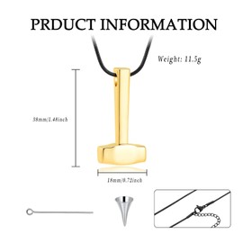 VCCWYQK Wrench Urn Necklace for Ashes Cremation Jewelry for Men Women Hammer Urn Pendant Necklace for Ashes(Gold)