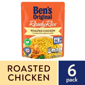 BEN'S ORIGINAL Ready Rice Roasted Chicken Flavored Rice, Easy Dinner Side, 8.8 OZ Pouch (Pack of 6)