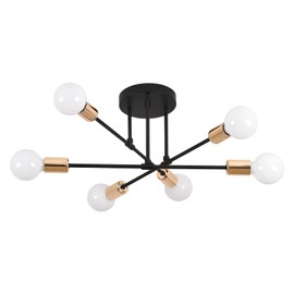 ZYDTRIP Sputnik Chandelier Ceiling Light, Adjustable Ceiling Lights Living Room with E27 Base, Black Ceiling Light for Bedroom, Kitchen Lights Ceiling, 6 Light Ceiling Light Fitting