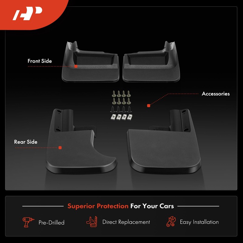 A-Premium Set of 4PCS Mud Flaps Splash Guards Mudguards Mudflaps