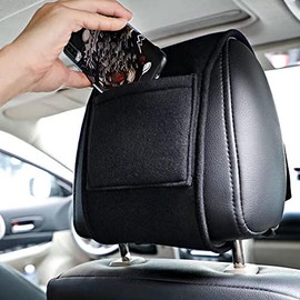 XIAOLINGDANG Car Headrest Cover, Seat Accessory, Custom Embroidered Car Logo, Comfortable Lint to Protect Headrest Cover, Black, 2-Piece Set (Crown)