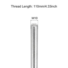 TOP-VIGOR 5Pcs M10-1.5 x 110mm Length Fully Threaded Rod, 304 Stainless Steel Right Hand Threads Rods, Fully Studding Rod Bar for Anchor Bolts, Clamps, Hangers and U-Bolts