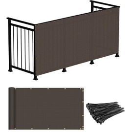 Windscreen4less 3'x10' Deck Balcony Privacy Screen for Deck Pool Fence Railings Apartment Balcony Privacy Screen for Patio Yard Porch Chain Link Fence Condo with Zip Ties Brown