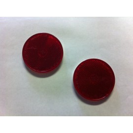 AJ.BA 2 pk Red Round Reflectors Self Adhesive for Driveway Post, Trailer, Bike, etc.