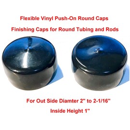 (Pack of 4) SBDs 2 Inch Round Black Vinyl End Caps, Flexible Push-On Pipe Post Rubber Covers | All Caps 1" Deep for a Snug Fit | Made in USA by Caplugs