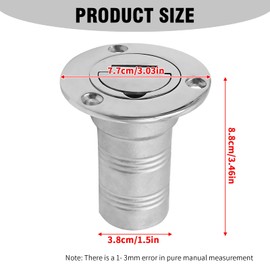 Hoypeyfiy 38 mm Bootsdeck-Kraftstofffüller, Marine-Tankdeckel aus Edelstahl mit Schlüssellosem Verschluss, Wassereinspritzanschluss für Boote LKWs Wohnwagen Anhänger
