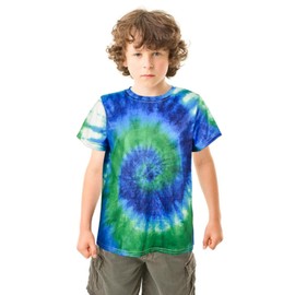 Boys Tie Dye T Shirts 3-12 Years Hippies Senior Crewneck Short Sleeve Rainbow Tee for Kids