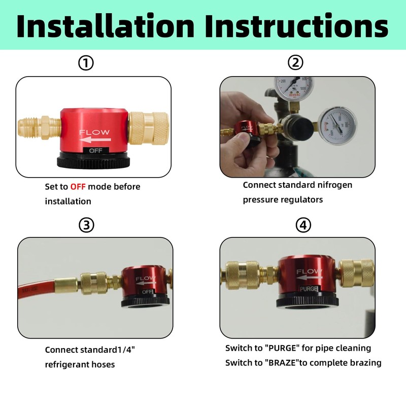 NONGKANG Nitrogen Purge Tool, Nitrogen Regulator HVAC, Adjustable Nitrogen Flow
