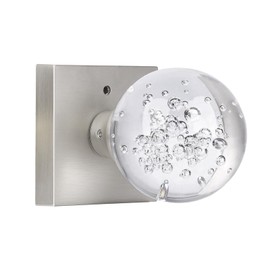 HIEMEY Glass Door Knobs Interior with Lock, Crystal Door Knobs Round Privacy Clear Bubble for Bed Bath Brushed Nickel
