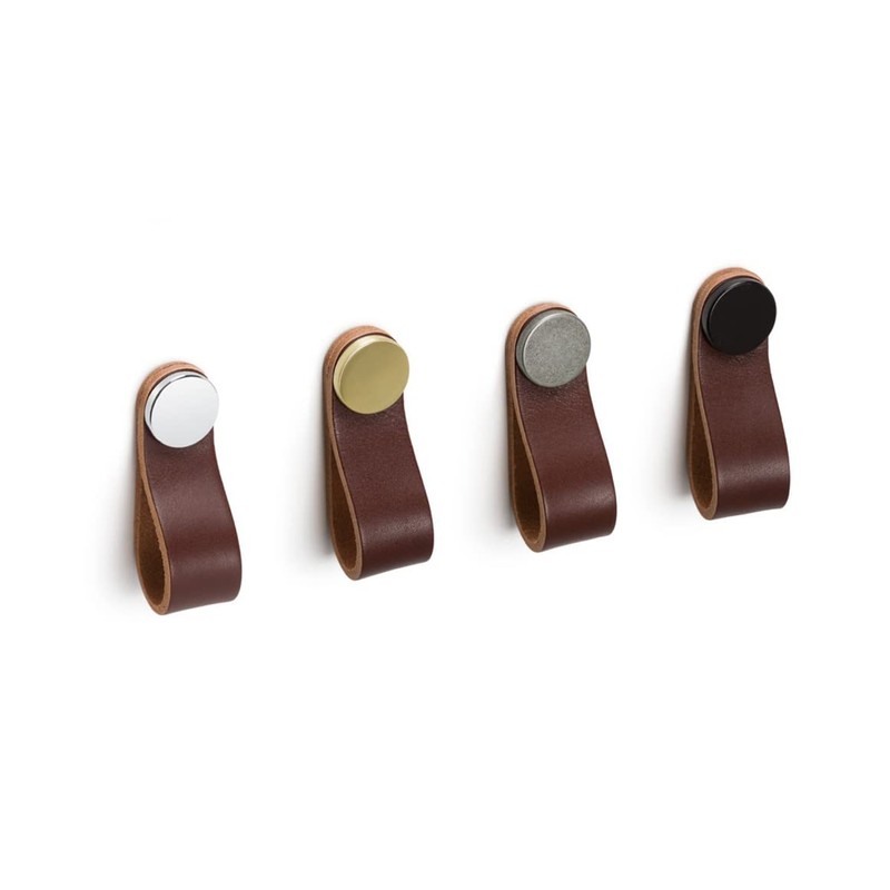 Gedotec Furniture knob made of solid metal and leather, 1