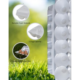 Foam Egg Cartons 25 Pack – White – Made in USA – Reusable 12-Egg Cartons for Chicken Eggs