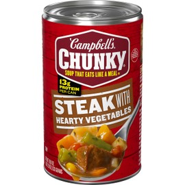 Campbell’s Chunky Soup, Steak With Hearty Vegetables Soup, 18.8 Oz Can