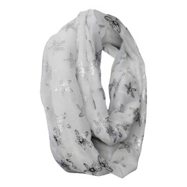 FAIRYGATE Loop Scarf for Women Delicate Pattern as Perfect Summer Accessory Tube Circle Infinity Scarves Wrap White 55030
