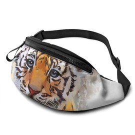 Dujiea Fanny Pack, Tiger Waist Bag with Headphone Hole Belt Bag Adjustable Sling Pocket Fashion Hip Bum Bag for Women Men Kids Outdoors Casual Travelling Hiking Cycling