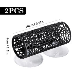 Set of 2 Betta Fish Tunnel Toy, Aquarium Hole Hiding Place with Transparent Suction Cups, PP Safe Material, 10 cm Long for Small Fish, Salmler, Ornamental Fish