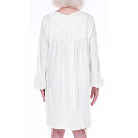 Home Care Line Womens 3-Pack-Open Back Nightgown Cotton Long Sleeve Lace Trim Hospital Gown-Pink-Bedridden Patient (White, L/XL)