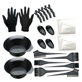 NOLITOY 21Pcs Hair Coloring Tools Kit Safe Dye Brush Mixing Bowl Gloves Ear Covers for Hair Dyeing and Highlights for DIY Hairstyles