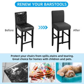 YISUN Waterproof Bar Stool Covers, Bar Chair Covers with Back, Removable Washable Chair Covers for Short Rotating Dining Chair Back Chair Bar Stool Chair