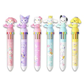 6Pcs of 0.5mm Multicolor Ballpoint Pens, Ten Colors in One Retractable Mermaid Pattern Ballpoint Pen, Suitable for Office Back to School Supplies Students and Children Gift…