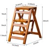 Latifolia Foldable 3 Step Ladder, Wooden Step Stool with Floor