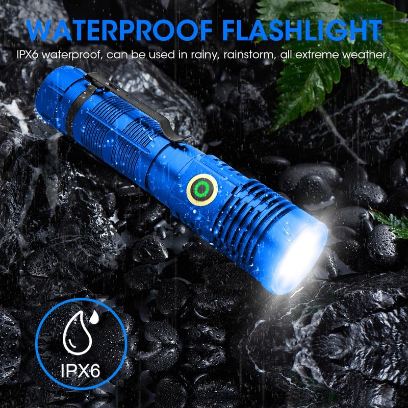 Rechargeable Flashlight High Lumens, 12000 High Lumens Super Bright Flash