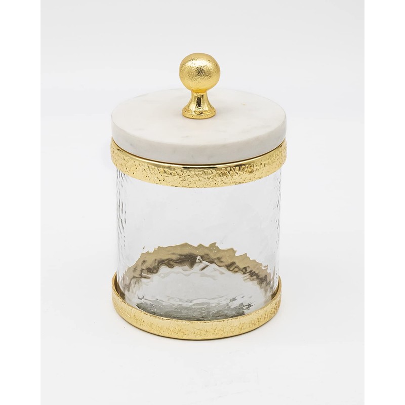 Godinger Canister Storage Container, Glass Storage Canister, Marble with Gold