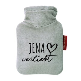 Huuraa Taschenwärmer JENA verliebt Geschenk 0,2 Liter Grey Mini Veloursbezug JENA Geschenkidee