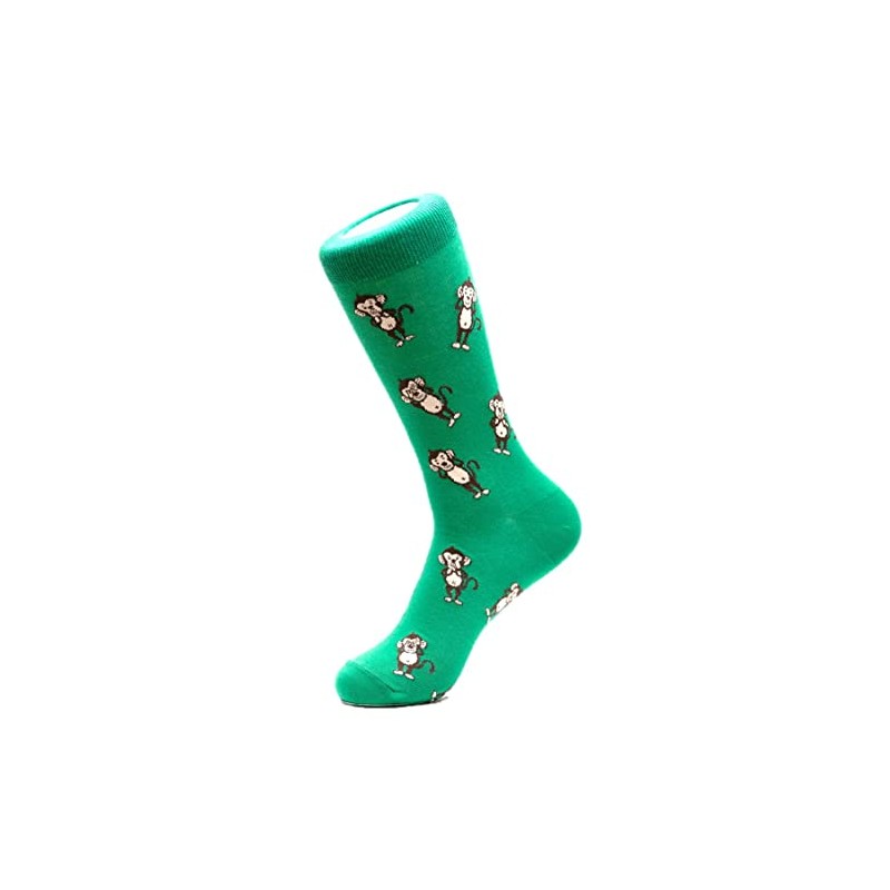 moJJa Socks Three Wise Monkey Crew Socks,Green,Large