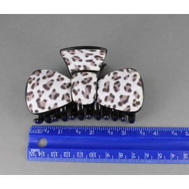 Cheetah leopard print 3 3/8 inches long hair clip claw clamp White Grey Black animal print pattern