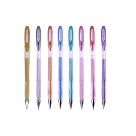 uni-ball 153486634 Signo Gel UM-120 Metallic Gel Ink Rollerball Pens - Assorted Colours, Pack of 8