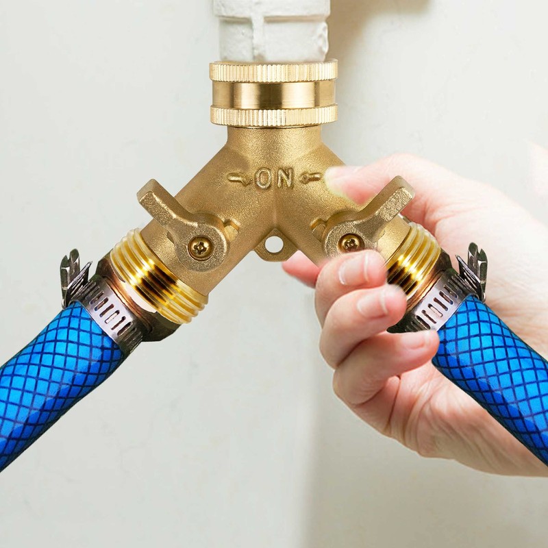 Triumpeek Brass Garden Hose Splitter, 3/4 Inch 2-Way Y Brass